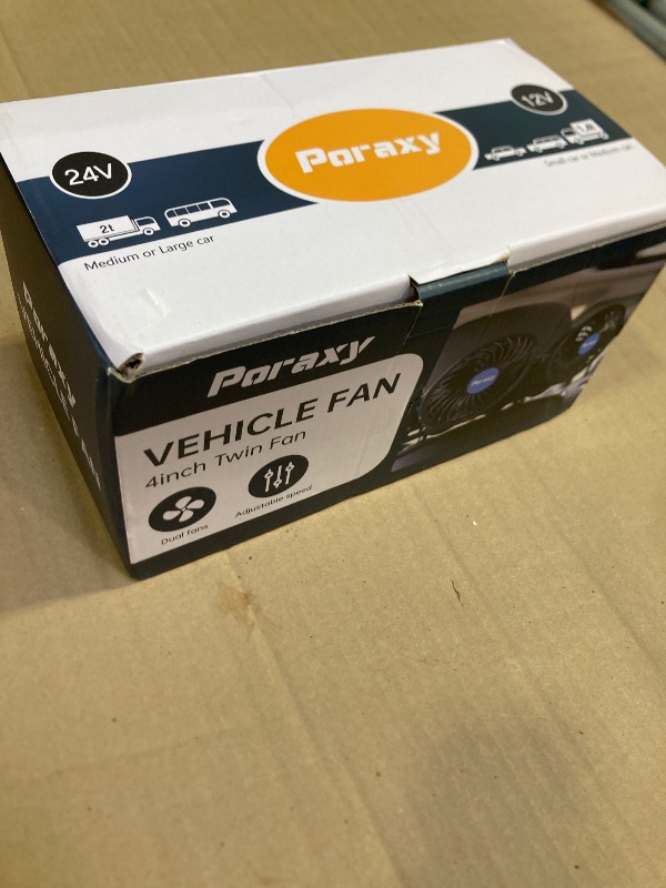 Photo 1 of Poraxy Car Fan, Dual Head Car Fans for Backseat for Kids, Headrest 360 Degree Rotatable Back Seat Stepless Speed Vehicles Rear Seat 12V Cooling Air Fan for Sedan SUV RV