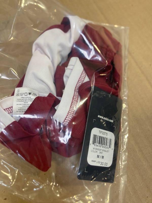 Photo 1 of Size M--ASICS Women's Women's Team Sweep Singlet, Cardinal/White, Medium