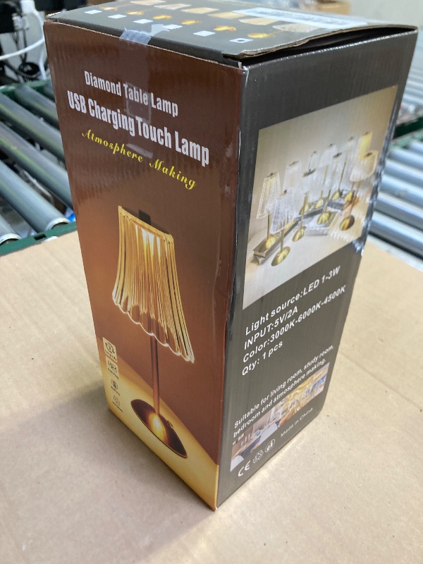 Photo 1 of HISEEGO Cordless Table Lamp, 3 Colors Touch Control & Stepless Dimmable, 2000mAh Rechargeable Battery Powered Lighting Crystal LED Counter Lamp for Kitchen, Living Room, Bedroom, Entryway, Bar(Gold)