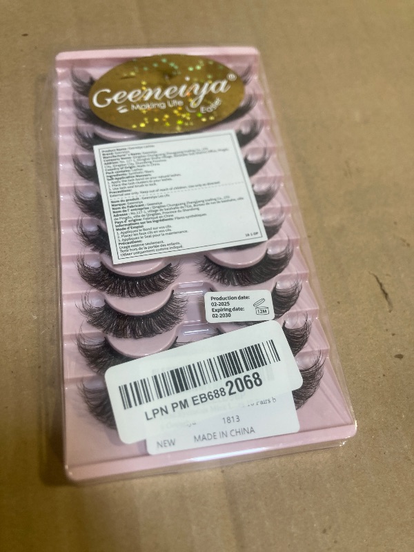 Photo 1 of False Eyelashes Mink Lashes Natural Wispy Cat Eye Lashes Geeneiya Eyelashes Pack 3D Strip Short Volume Fake Eyelashes 10 Pairs by Geeneiya