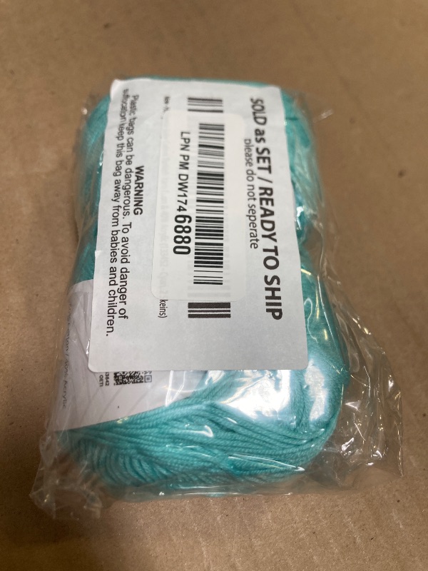 Photo 1 of HobbyMia Baby Cotton Yarn for Crocheting - 50g / 180yds - (2) Fine, Sport Weight Yarn - Soft Amigurumi Yarn for Crochet Thread - 60% Cotton & 40% Acrylic (Cyan, 2 Balls)