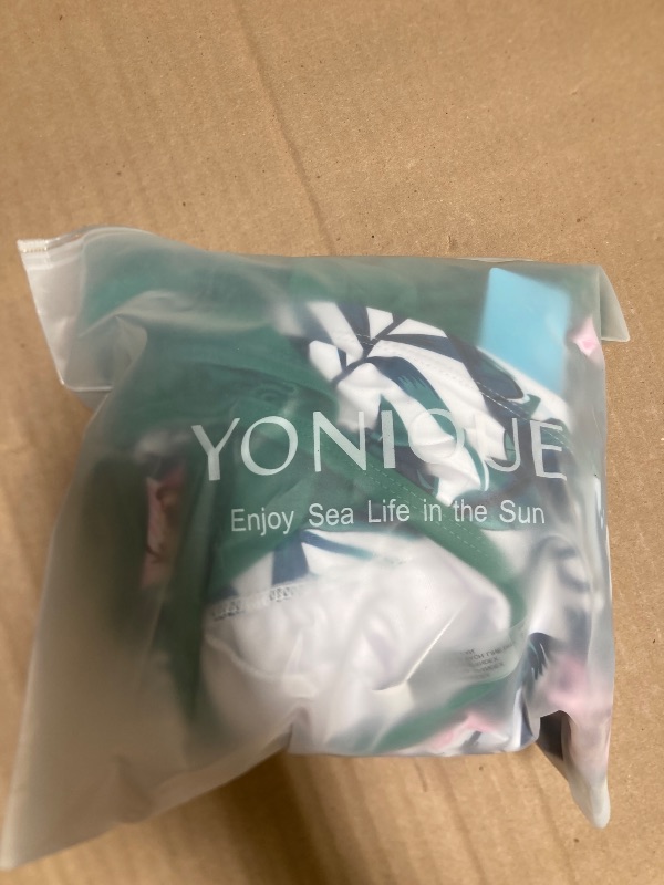 Photo 1 of Size L--Yonique Two Piece Tankini Bathing Suits T-Back Blouson Swim Tops with Boy Shorts Women Swimsuits Sporty Swimwear Green and Flowers L