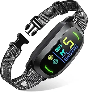 Photo 1 of Dog Bark Collar for Large Medium Small Dogs, Rechargeable Smart Bark Collar, Anti Barking Training Collar with 5 Adjustable Sensitivity Beep Vibration (Black)
