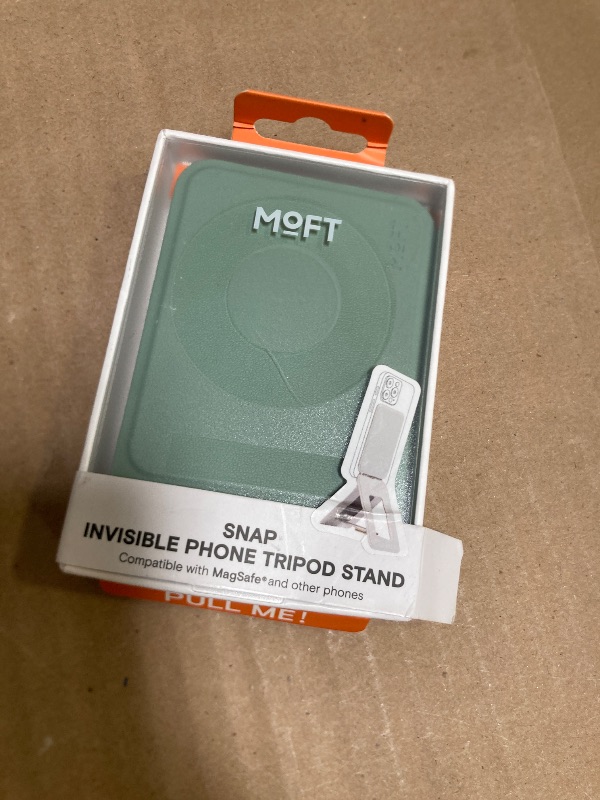 Photo 1 of MOFT Phone Stand, Magnetic Phone Tripod Stand Stain-Resistant MOVAS Leather & Angle Adjustment & Strong Magnets Tripod for iPhone 16/15/14/13/12 (Included Metal Ring)-Seafoam