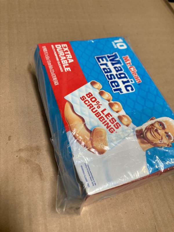 Photo 1 of Mr. Clean Magic Eraser, Extra Durable, Multi Purpose Cleaner, Shoe, Bathroom, Shower, and Car Window and Windshield Cleaner, Cleaning Pads, 