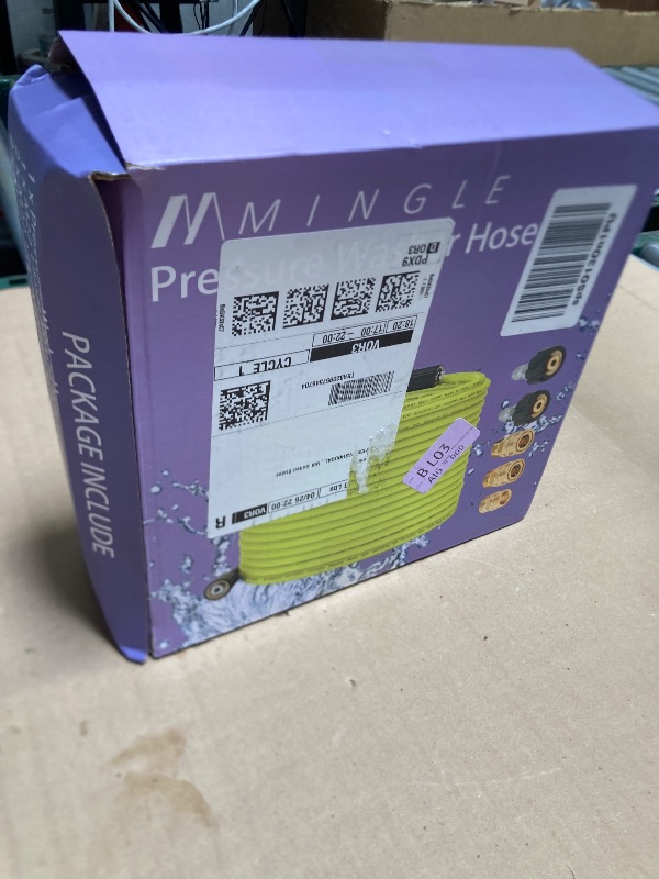 Photo 1 of M MINGLE Pressure Washer Hose 50 FT x 1/4" - Replacement Power Wash Hose with Quick Connect Kits - High Pressure Hose with M22 14mm Fittings - 3600PSI
