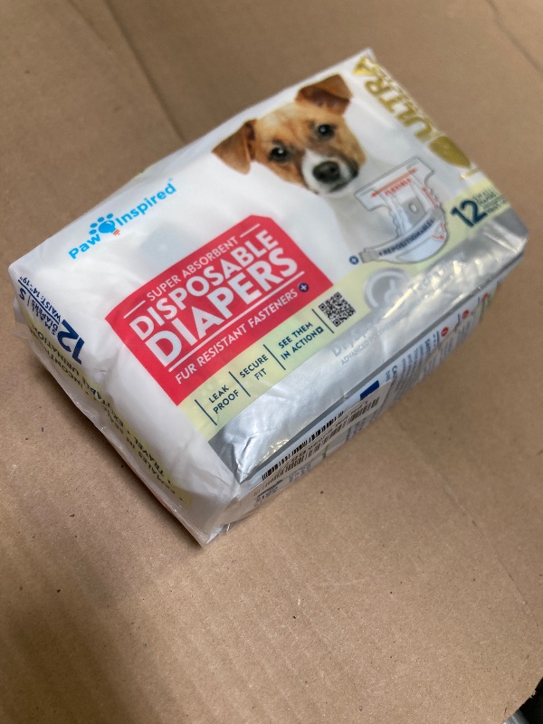 Photo 1 of Paw Inspired Disposable Dog Diapers | Female Dog Diapers Ultra Protection | Diapers for Dogs in Heat, Excitable Urination, or Incontinence (12 Count, Small)