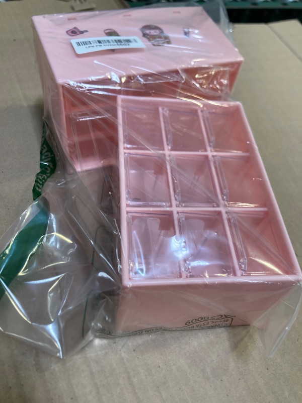 Photo 1 of Wenqik 2 Pcs Small Drawer Organizer Teacher Toolbox Small Organizer with 9 Clear Drawers Plastic Desktop Craft Storage Box for Desk Office Classroom Home 7" x 3.9" x 4.7"(Pink)