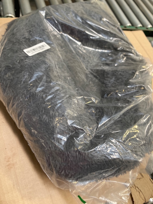Photo 1 of Kimpets Calming Dog Beds - Round Washable Donut Cuddle Anxiety Cat Pet Bed, Anti-Slip Faux Fur Fluffy, 20" Dark Grey