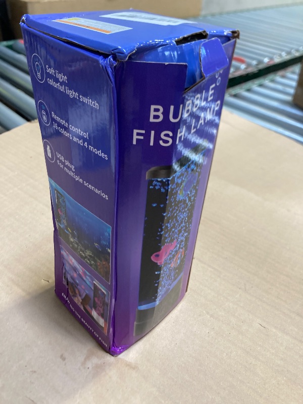 Photo 1 of Lnrueg Bubble Fish lamp, 4 Lighting Modes 16 Colors?Artificial Fish Tank Lava Night Light, Battery and USB Powered Mini Bubble Lamp with Remote Control, LED Bubble Fish Lava Lamp (White)