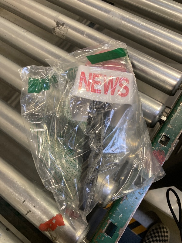 Photo 1 of Nicky Bigs Novelties Adult News Anchor Microphone Prop - Fake News Microphone with Flag, Plastic Wireless prop for Reporter, Anchorman, Journalist Costume, Career Day, Halloween - Black, One Size