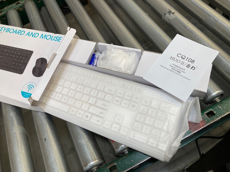 Photo 1 of Wireless Keyboard and Mouse Combo, HUO JI 2.4G Full-Size Computer Keyboard, Quiet and Soft Ergonomic Wireless Mouse for Windows, Laptop/PC/PS/Mac Desktop, White