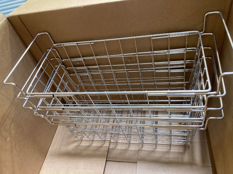 Photo 1 of 4 PACK, Expandable Freezer Organizer Bin, Sturdy Metal Wire Storage Baskets, Stainless Steel Deep Upright Freezer Basket for Organizing
