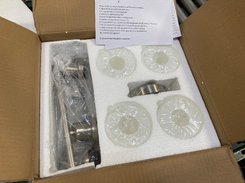 Photo 1 of Guliaofo Bathroom Vanity Light Fixtures, 4-Light Brushed Nickel Vanity Lights, Bathroom Lighting Over Mirror, Vanity Light for Bathroom, Nickel Wall Light Fixture with White Frosted Glass Shades