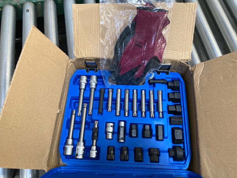 Photo 1 of 30PCS Alternator Pulley Remove Install Tool Kit, Compatible with VW Audi Ford BMW Benz Volvo GM Toyota Buick Chevrolet, Alternator Decoupler Pulley Tool, Clutch Freewheel Removal Socket Bit Set