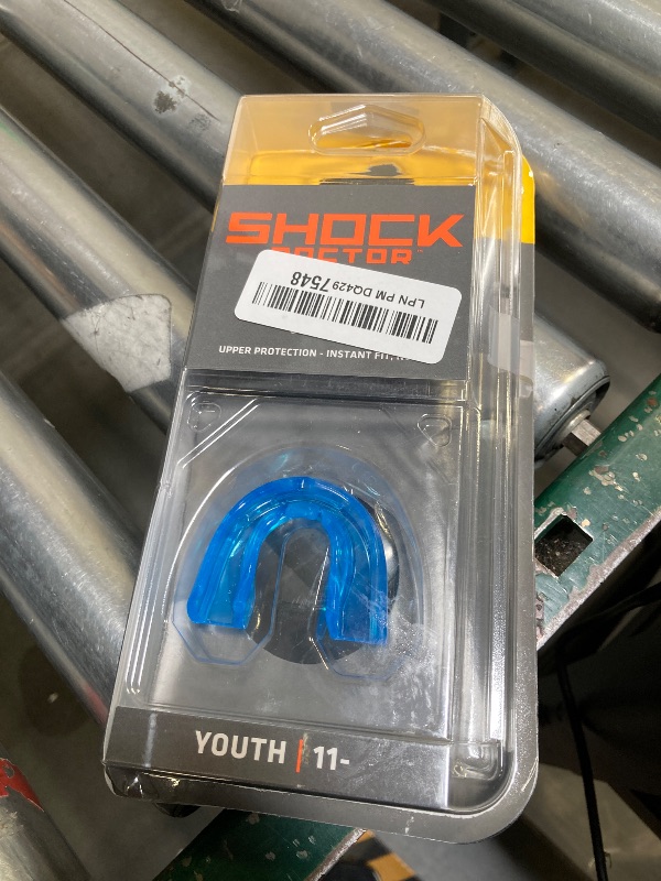 Photo 1 of Shock Doctor Orthodontic Mouth Guard for Braces for Sports, Hockey, Lacrosse, Football, Baseball, Braces Mouth Guard, Upper Teeth Protection, Youth Mouth Guard Size 11-