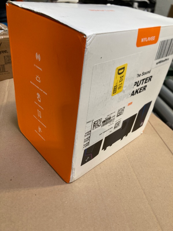 Photo 1 of Nylavee Computer Speakers with Subwoofer, 2.1 Hi-Fi PC Speakers System with 6 Lighting Modes, Enhanced Bass, Plug and Play, USB/USB-C Powered and 3.5mm Aux in for Desktop, Monitor, Laptop, Tablet