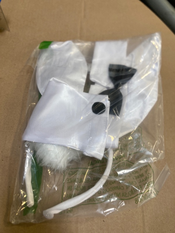 Photo 1 of SATINIOR Bunny Costume Set Rabbit Ear Headband Collar Bow Tie Costume Cuffs Rabbit Tail for Easter Party(White)