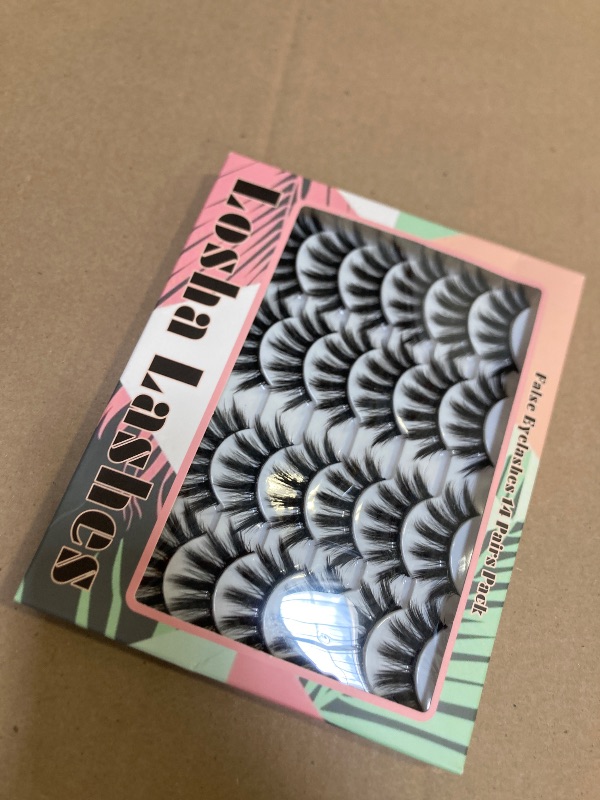 Photo 1 of Losha Eyelashes Natural Look Faux Mink Lashes Pack Handmade Fluffy False Eyelashes 14 Pairs Eye Lashes (F69)