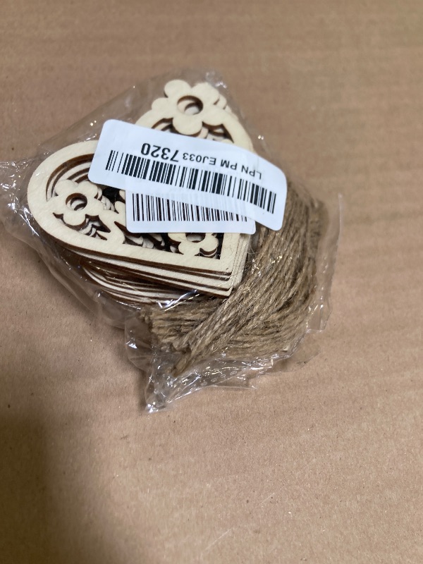 Photo 1 of 20pcs MOM Wood DIY Crafts Cutouts Wooden MOM Heart Shaped Hanging Ornaments with Hole Hemp Ropes Wood Tags for Mother's Birthday, Happy Mother's Day Party Decorations