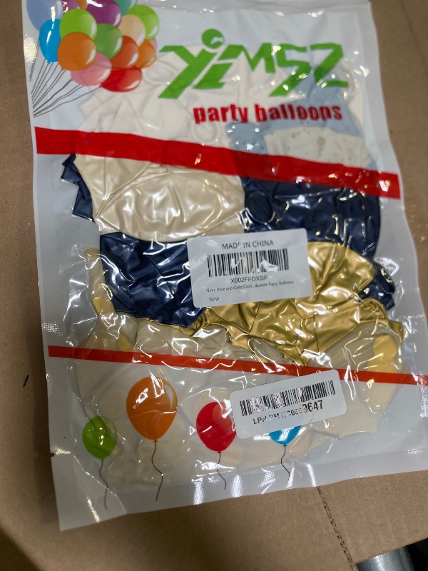 Photo 1 of Navy Blue and Gold Confetti Balloons, 50 pcs 12 inch Pearl White and Gold Metallic Chrome Birthday Balloons for Celebration Graduation Party Balloons