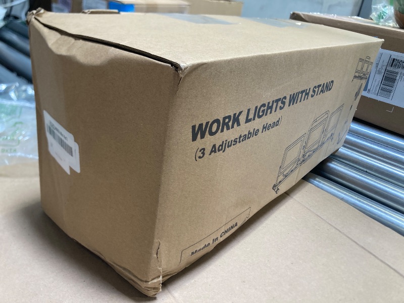 Photo 1 of 21000 Lumen Work Lights with Stand, 3 Adjustable Head LED Work Light, with Adjustable and Foldable Tripod Stand, Waterproof Lamp with Individual Switch with 6500 Kelvin Color Temperature (Yellow-3)