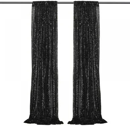 Photo 1 of Black n Backdrop Curtains Panels Photography Backdrop Glitter Fabric Background Christmas Wedding Party