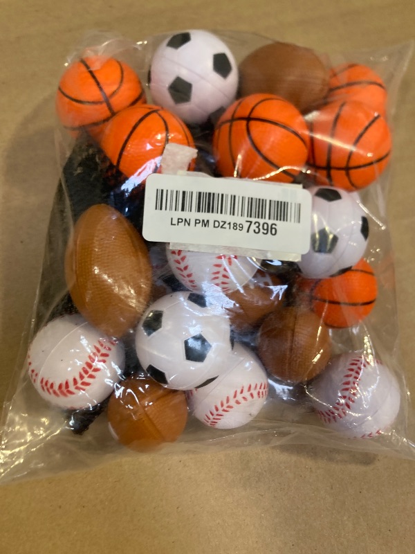 Photo 1 of Aodaer 24 Pack Mini Mixed Sports Stress Balls with Drawstring Mesh Bag Fidget Toys for Adults Soft Foam Balls for Sports Party Favor Gifts