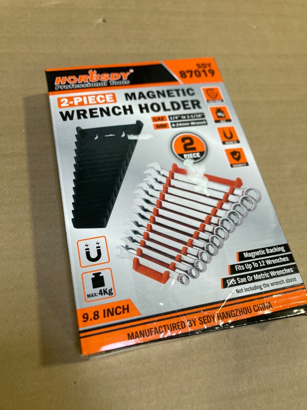 Photo 1 of HORUSDY Magnetic Wrench Organizer, 2-Pack Magnetic Wrench Holder, SAE(1/4" - 1/16") and Metric(6mm-24mm)