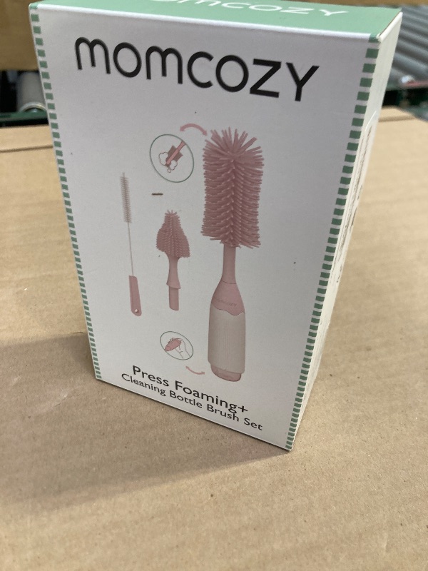 Photo 1 of Momcozy Bottle Brush Kit, Innovative Push-Press Design for Better Cleaning - Baby Bottle Cleaner Brush for Baby Bottle, Breast Pumps, Nipples, and More - Can Generate Foam for Better Cleaning, Pink