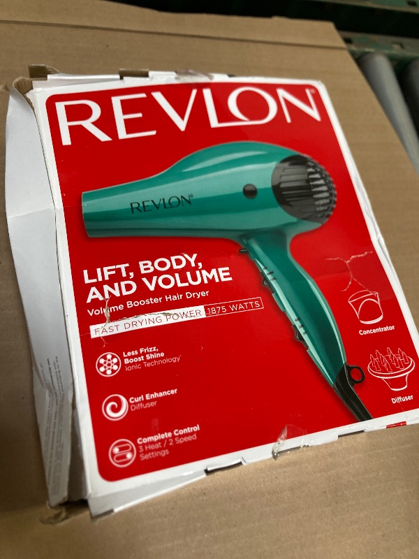 Photo 1 of Revlon Volume Booster Hair Dryer | 1875W for Voluminous Lift and Body, (Green)