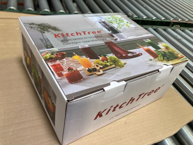 Photo 1 of KITCHTREE Masticating Juicer Attachment for KitchenAid Stand Mixer, 4.2" Large Feed Chute Fit Whole Vegetables & Fruits, Slow Cold Press Juicing, Includes 2 28oz capacity cups and blade replacement