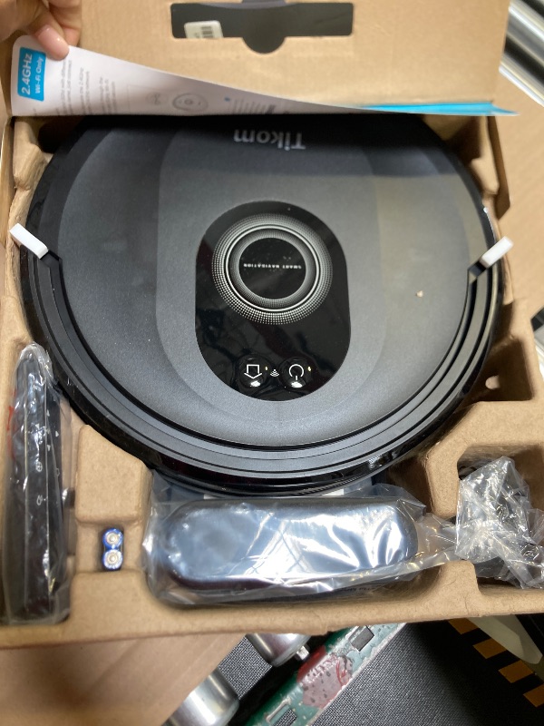 Photo 1 of Tikom Robot Vacuum and Mop Combo, 5000Pa Robotic Vacuum Cleaner, 150 Min Max, App & Remote Control, Idear for Hard Floor, Carpet, Pet Hair, Self-Charge(G8000 Max)