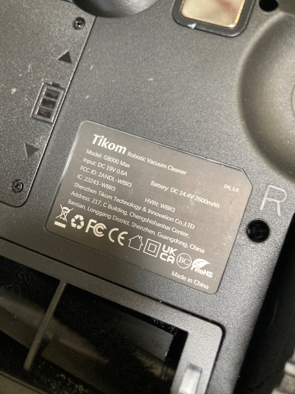 Photo 1 of Tikom Robot Vacuum and Mop Combo, 5000Pa Robotic Vacuum Cleaner, 150 Min Max, App & Remote Control, Idear for Hard Floor, Carpet, Pet Hair, Self-Charge(G8000 Max)