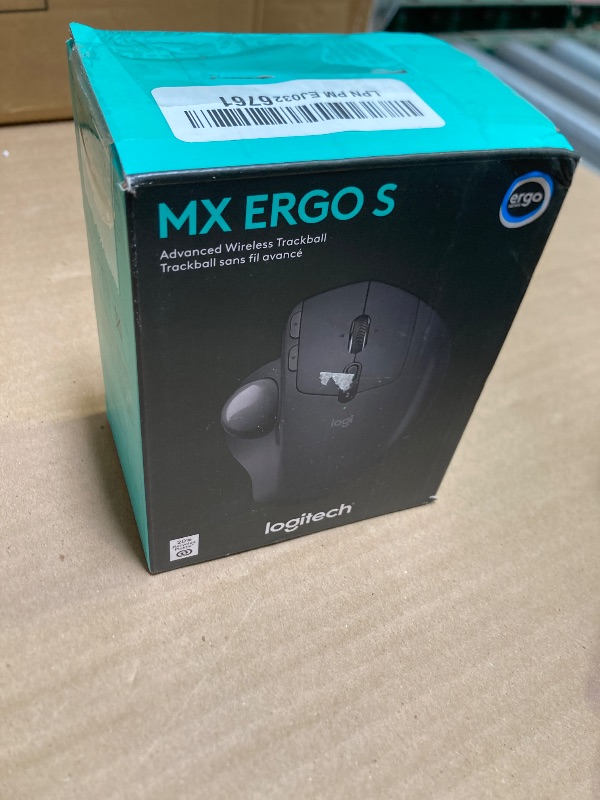 Photo 1 of Logitech MX Ergo S Advanced Wireless Trackball Mouse, USB-C Rechargeable Wireless Ergonomic Mouse with Bluetooth and Encrypted Dongle, 6 Programmable Buttons, for PC/Mac - Graphite