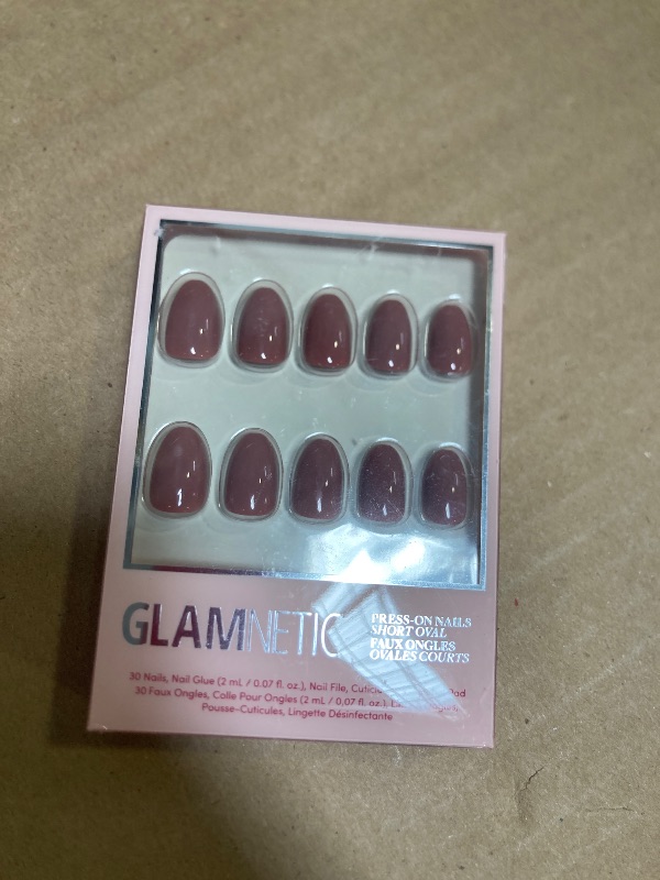 Photo 1 of Glamnetic Press On Nails - Fall Mauve | Opaque Muted Blush Mauve Short Oval False Nails, Reusable Stick On Fake Nails with Glue | Salon Quality | 15 Sizes - 30 Nail Kit