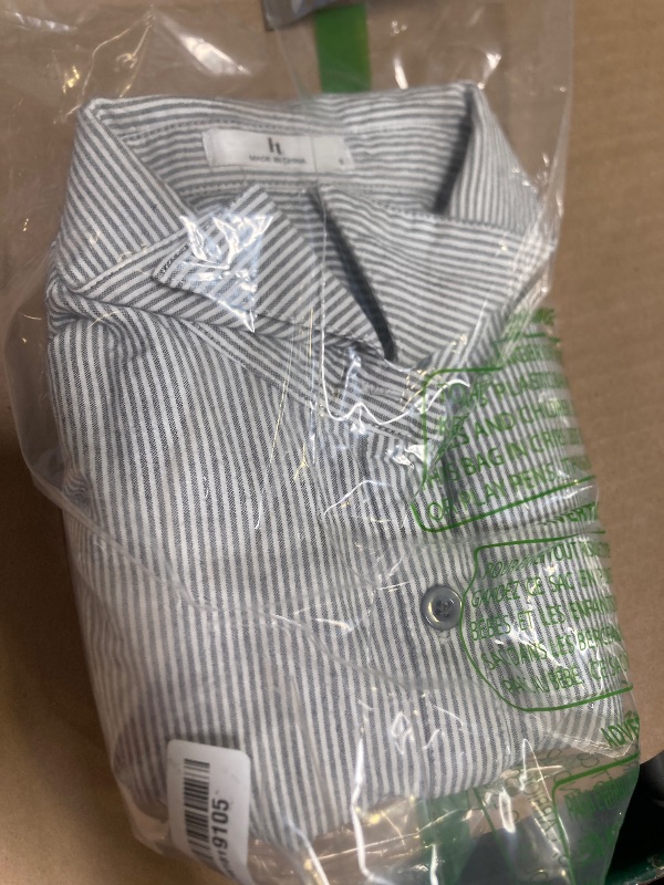 Photo 1 of Size S--HOTOUCH Women's Stripe Button Down Shirts Slim Fit Long Sleeve Poplin Shirt (Black Stripe S)