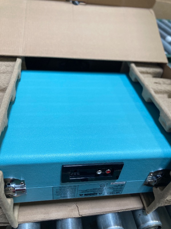 Photo 1 of Victrola Journey Bluetooth Portable Suitcase Record Player – with Built-in Speakers, 3 Speed Vinyl Record Player, RCA Out, Headphone Jack, Turquoise
