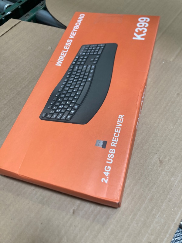 Photo 1 of QUASIO Ergonomic Wireless Keyboard with Wrist Rest, Wave Keys, Comfortable Natural Typing, 2.4GHz Full Size Ergo Wireless Computer Keyboard for Multi-OS, Windows, Mac OS Laptop/PC/Notebook (Black)