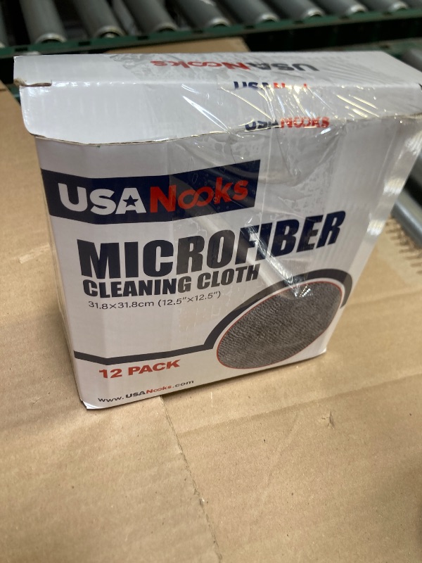 Photo 1 of USANOOKS Microfiber Cleaning Cloth Grey - 12 Pcs (12.5"x12.5") - High Performance - 1200 Washes, Ultra Absorbent Microfiber Towel Weave Grime & Liquid for Streak-Free Mirror Shine - Car Washing Cloth