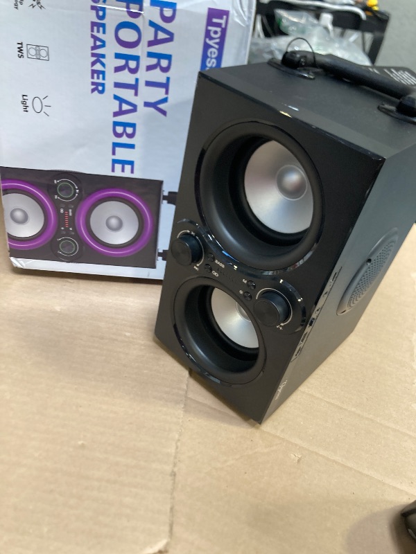 Photo 1 of TPyesss Bluetooth Speakers, 80W(Peak) Wireless TWS Portable Bluetooth Speaker, Beat-Driven Lights, 100dB Loud Stereo Speaker with BassUp, Speakers with Subwoofer for Outdoor, Party, Camping