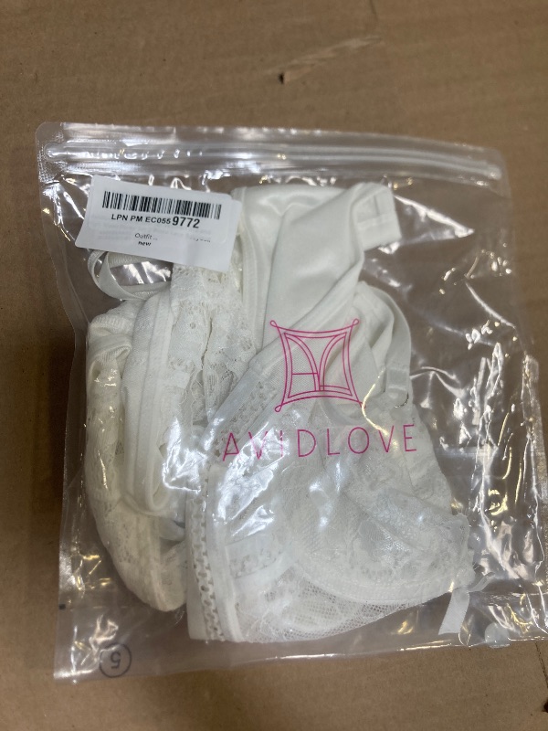 Photo 1 of Size S--Avidlove Lingerie Sets for Women Bra and High Waist Panty Set 2 Piece Lace Babydoll Outfits White S