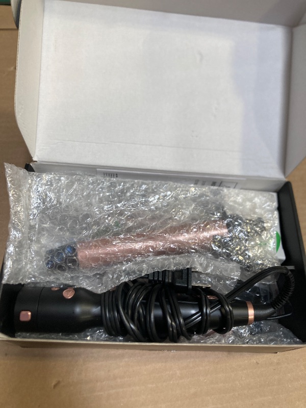 Photo 1 of Automatic Rotating Curling Iron, 3 in 1 Thermal Brush Set 1-1 1/2 Inch, Auto Hair Curler with 3 Temps, 100 Million Ionic, Travel Dual Voltage Self Curling Wand for Beach Waves, Ceramic Coating