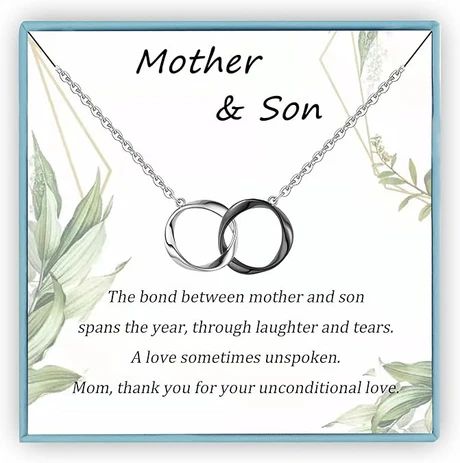 Photo 1 of Sereney Sterling Silver Mom Christmas Gifts, S925 Mother Son Necklace as Christmas Gifts for Mom from Son
