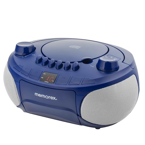 Photo 1 of Memorex AM/FM Top Loading Cassette CD Player Portable Stereo with Programmable Memory Auxiliary Input, Auto-Stop Deck and LED Display (Blue)