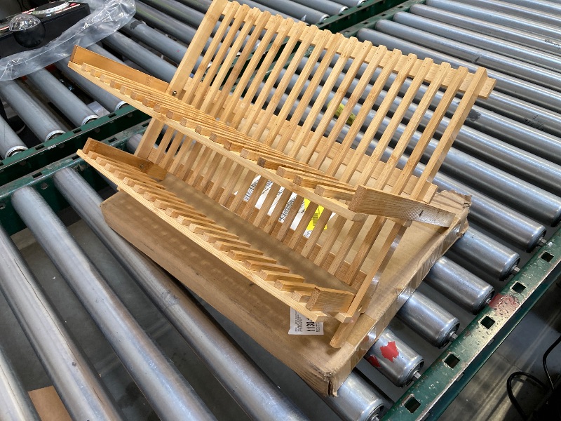 Photo 1 of  Bamboo Folding Dish Rack with Strainer 