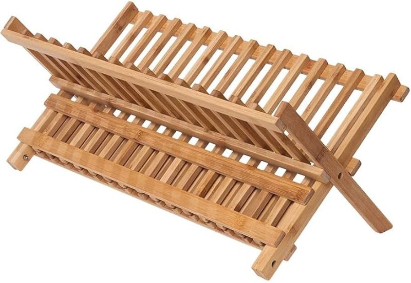 Photo 1 of  Bamboo Folding Dish Rack with Strainer 