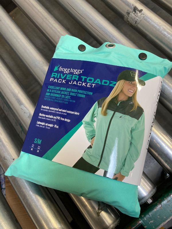 Photo 1 of  Women's Frogg Toggs River Toadz Rain Jacket S/M Seafoam / Gray 