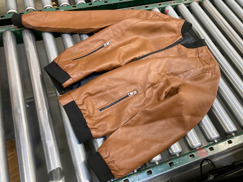 Photo 1 of WOMEN'S LEATHER JACKET, BROWN, SIZE L