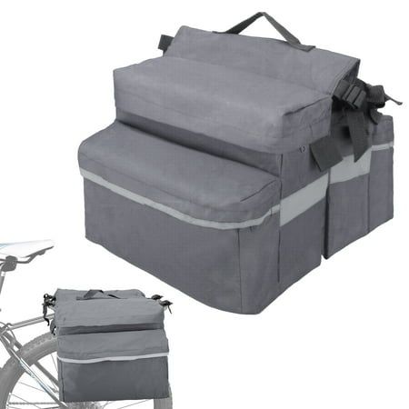 Photo 1 of  EEEkit Outdoor Bike Bag Waterproof Large Capacity Cycle Saddle Bag Bicycle Pannier Rear Seat Bag Gray 